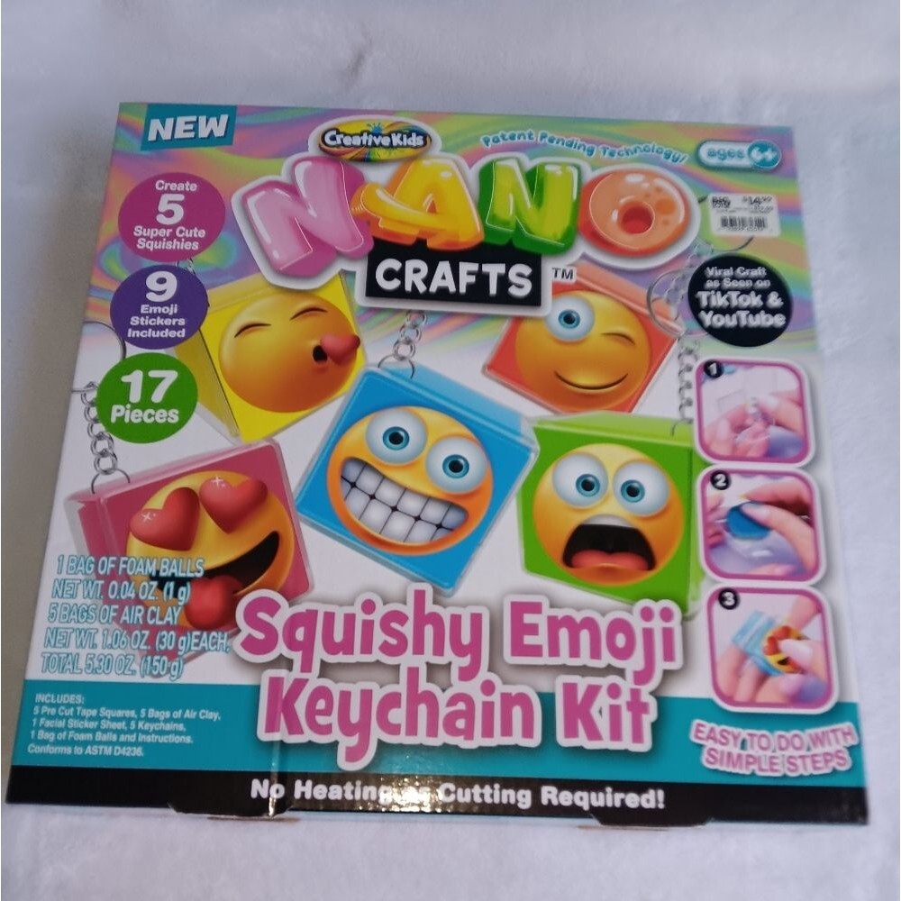 Creative Kids Nano Crafts Squishy Emoji Keychain Kit Ages 6+ NWT